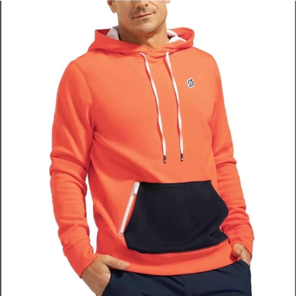 4Laps x Peloton Orange Pullover Hoodie with Dark Blue Pocket